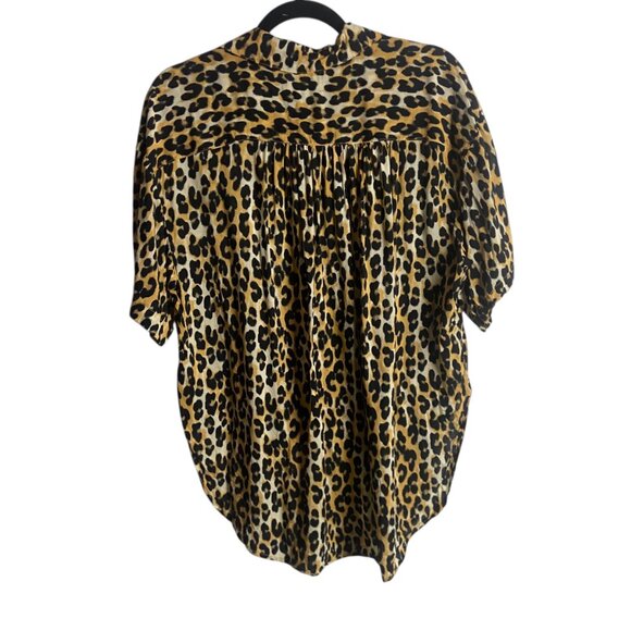 Urban Outfitters Size S Animal Print Button Down Shirt Blouse Tie Front Boxy - Picture 2 of 6
